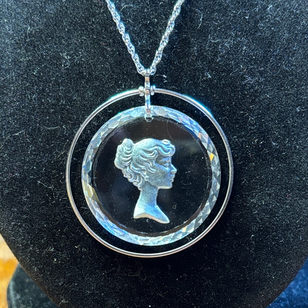 Hallmark glass silver Cameo Necklace